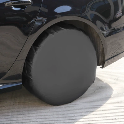 Amazon Cross-Border Silver Car Tire Covers 4-Piece Set, Sun Protection, Anti-Aging, Dog Urine Protection for SUV and RV Tires (Spare wheel cover) - black-single-pack