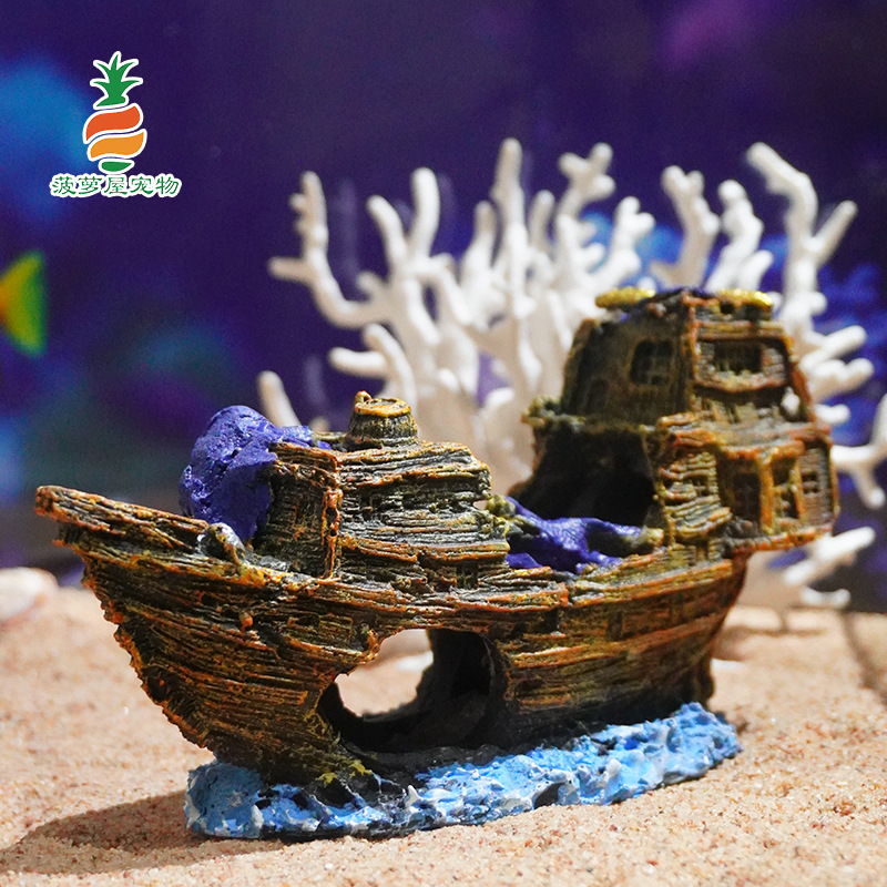Decoración de acuario, decoración de paisajismo de peceras antiguas, barco pirata, naufragio, barco de pesca, barco de simulación, casa de escape