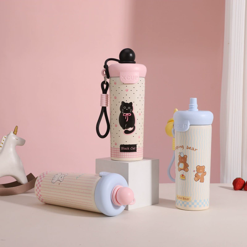 Glass stainless steel with glass, cartoon capacious teapot for elementary school students