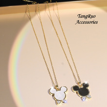 项链女 贝壳老鼠头小众气质满钻ins铜微镶真金电镀钛钢项链锁骨链