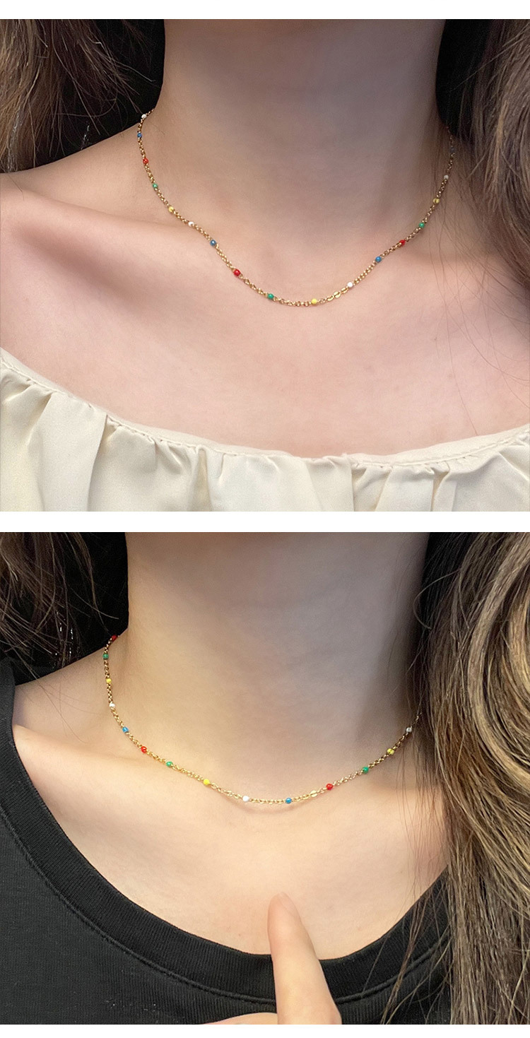 12g Weight Necklace Classification 1 Piece Quantity Fashion Round Copper Beaded Necklace 1 Piece