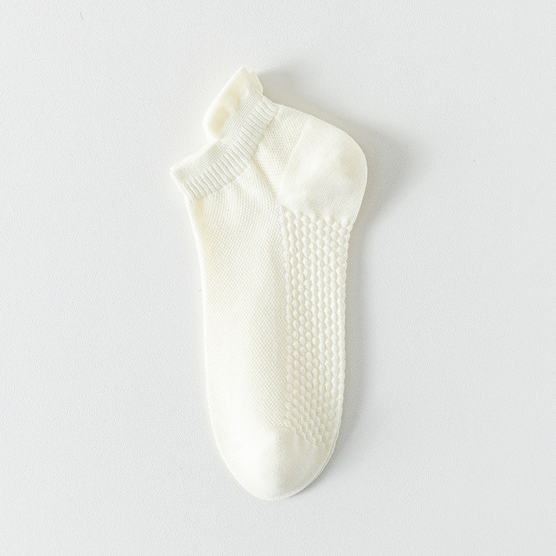 Calcetines de algodón de color sólido, calcetines de barco de malla de verano, calcetines de algodón de paquete independiente, calcetines cortos