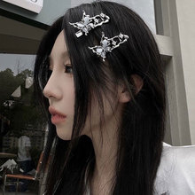 甜酷液态猫眼石蝴蝶鸭嘴夹女侧边y2k金属发卡发饰精致一字发夹子