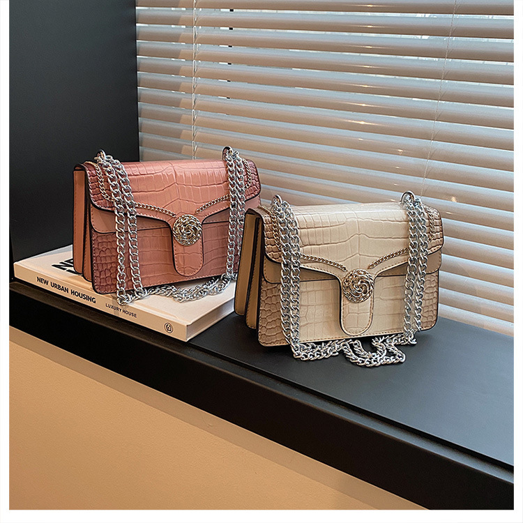 Bags crocodile pattern small square bag ladies shoulder crossbody chain bag_voghion.com