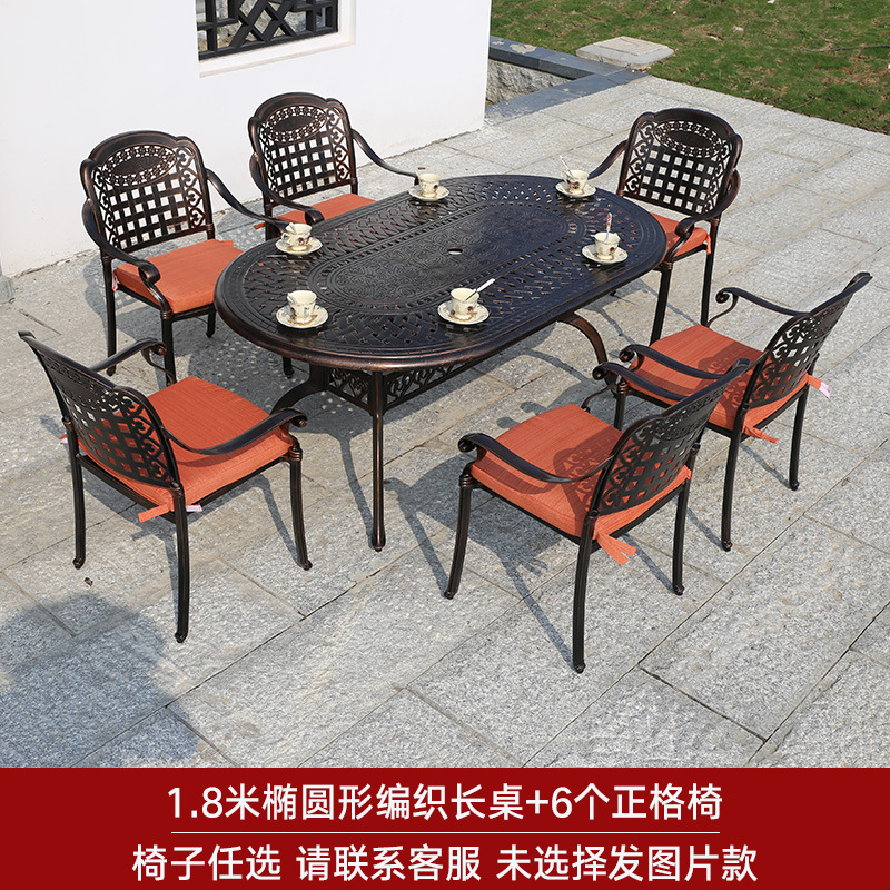 180 mesa larga ovalada + Silla de celosía