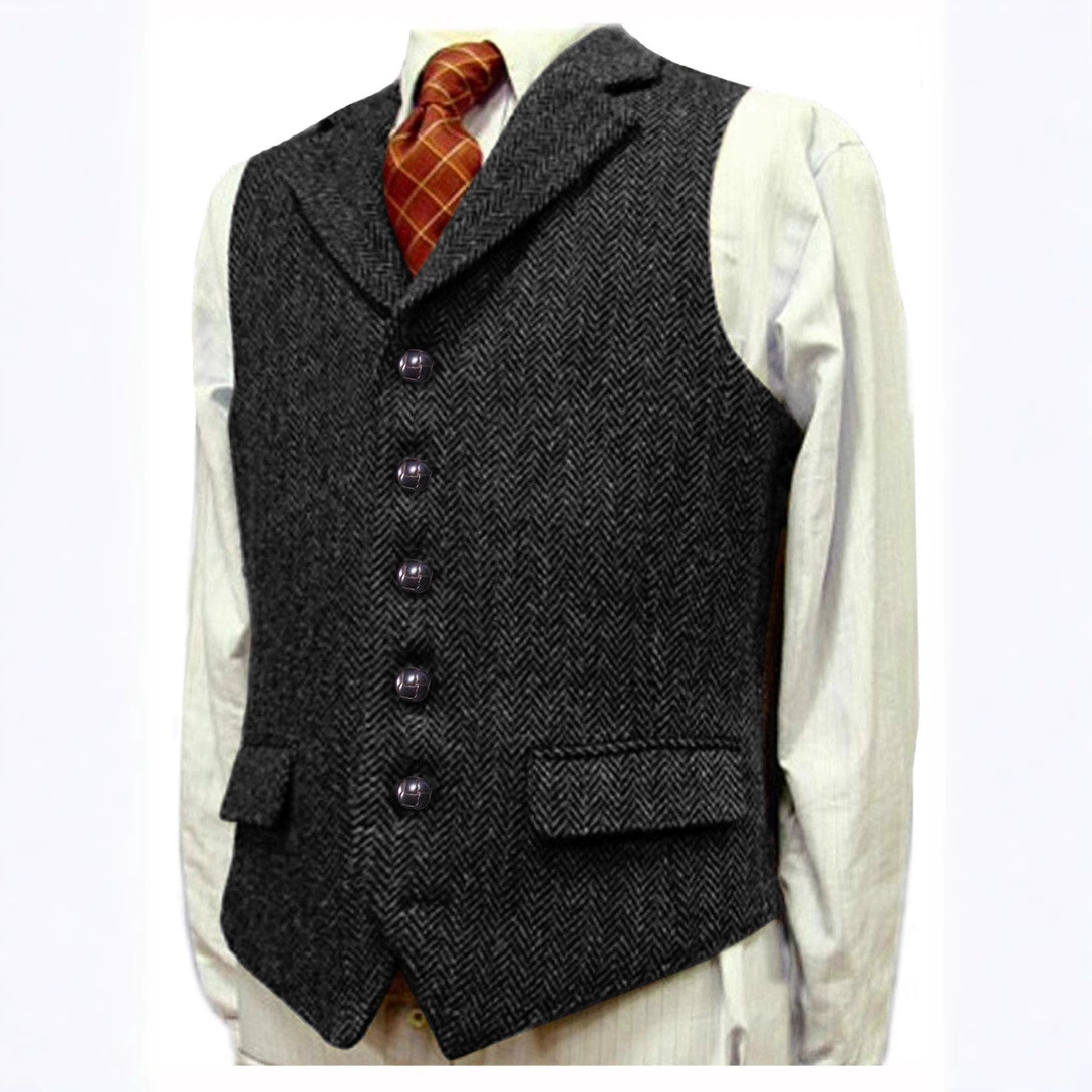 Европейская и американская трансграничная внешняя торговля, популярная осенне-зимняя мода, мужской повседневный жилет, жилет без рукавов, однобортный костюмный воротник, мужская одежда