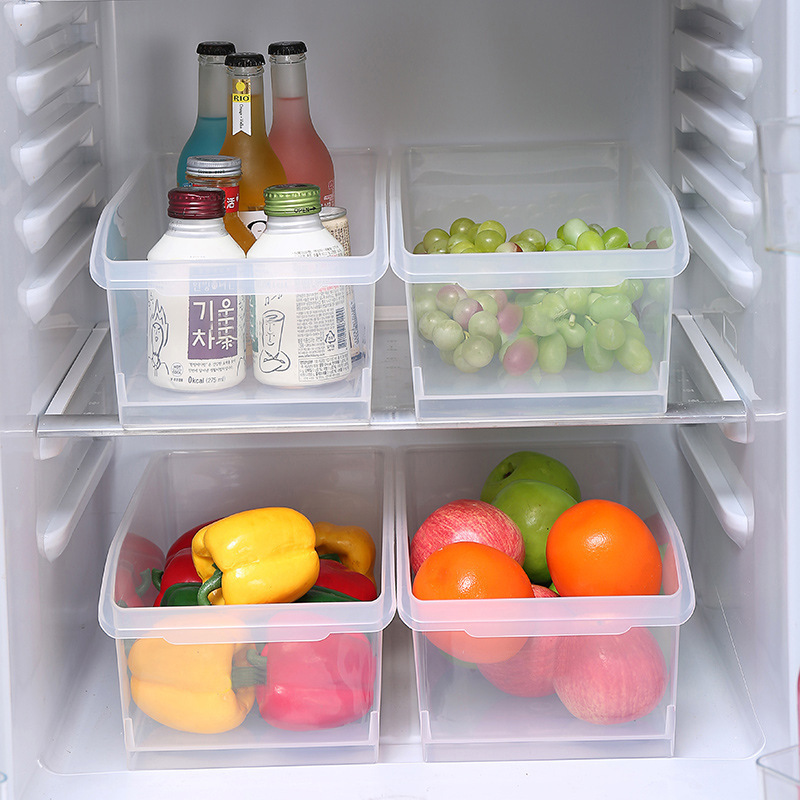Caja de Almacenamiento Tipo Cajón para Refrigerador de Plástico Transparente con Asa