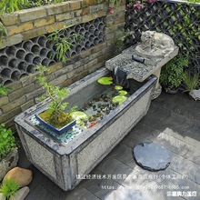 客厅装饰流水摆件室内落地庭院造景中式鱼池喷泉水景大型户外树脂