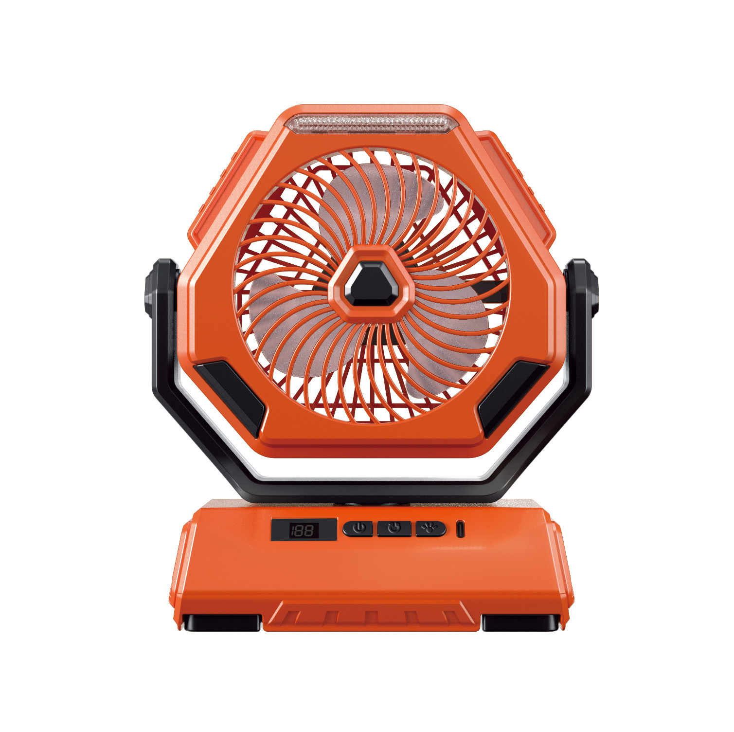 Ventilador de camping de gran capacidad con pantalla digital de iluminación de 6 pulgadas, modelo nuevo 2025 transfronterizo, de 100 velocidades y alta velocidad para exteriores.
