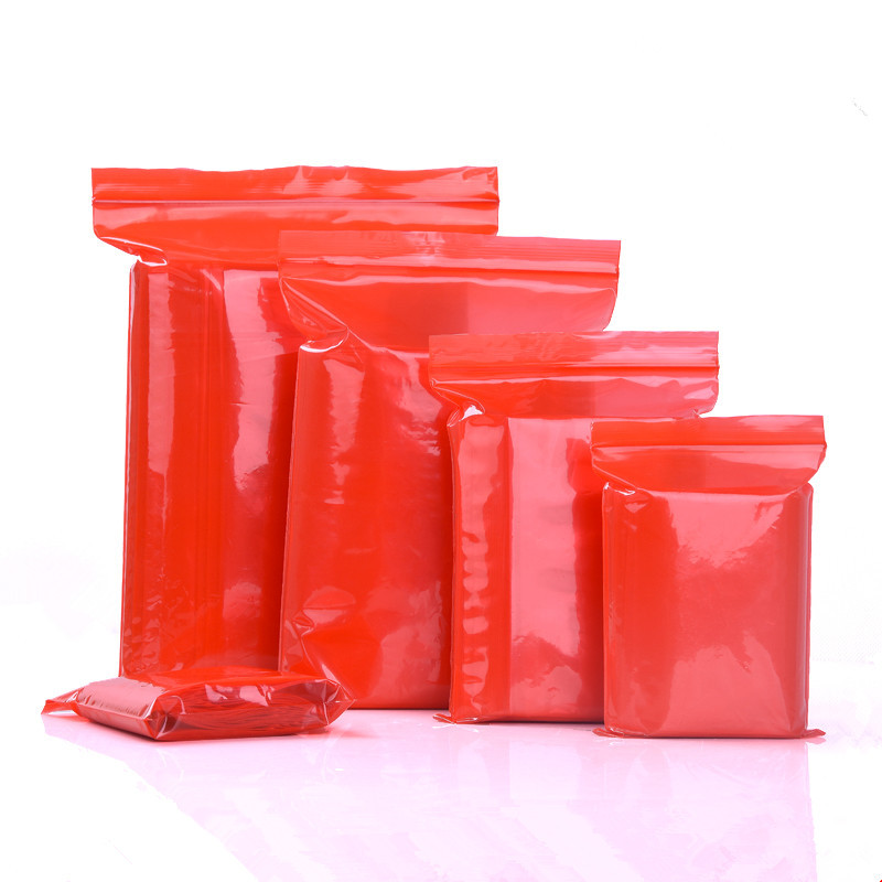 全红自封袋红色pe袋10*15cm12*17封口袋pe 自封口红色塑料包装袋