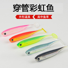 Spinning Lure Artificial Rainbow Fish Bait Set with T-tail Long-range Casting Freshwater Sea Fishing Lure for Pike, Perch, and Gudgeon