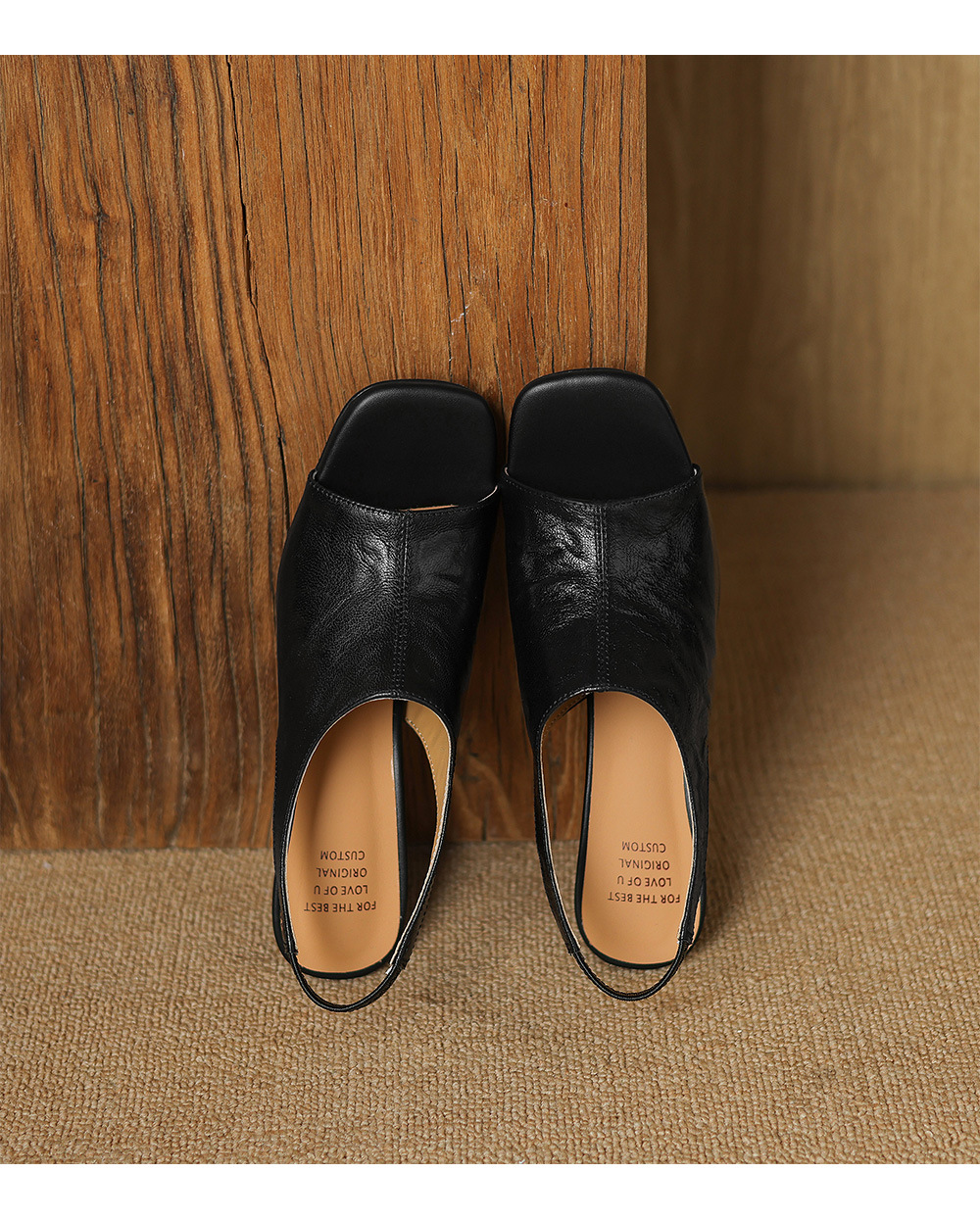 Sandal cao gót nữ hở mũi quai ngang gót vuông 7 cm mũi vuông phong cách Hàn — Đen và cao 7 cm chi tiết 23