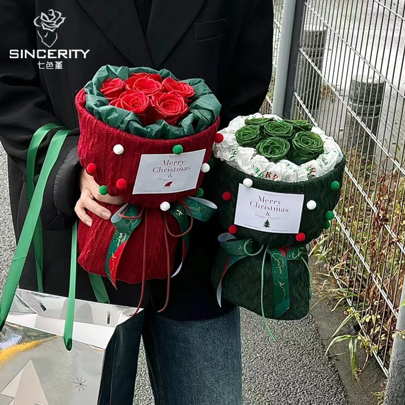 Navidad de siete colores cordier tela de punto flores flores flores de manzanas materiales de embalaje de flores de manzana papel de embalaje