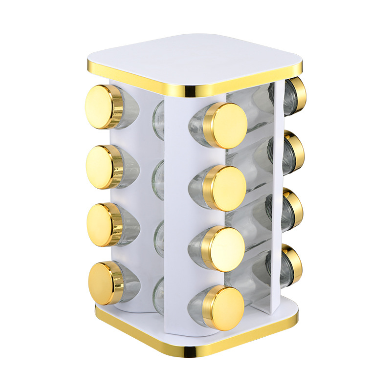 Nuevo Phnom Penh casero cuadrado rotatorio condimento estante de acero inoxidable condimento estante de almacenamiento rotatorio al por mayor