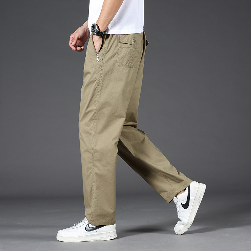 Pantalones de trabajo de algodón transfronterizo de hombre, pantalones largos casuales de piernas largas de primavera y verano delgados para hombres
