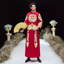 2024新款新郎秀禾服男长袍马褂唐装秀和男士款古装中式结婚礼服夏