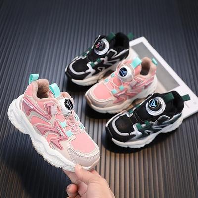 Girls sports shoes 2022 new pattern Autumn and winter rotate Button Plush Cotton-padded shoes children Diddy Female models