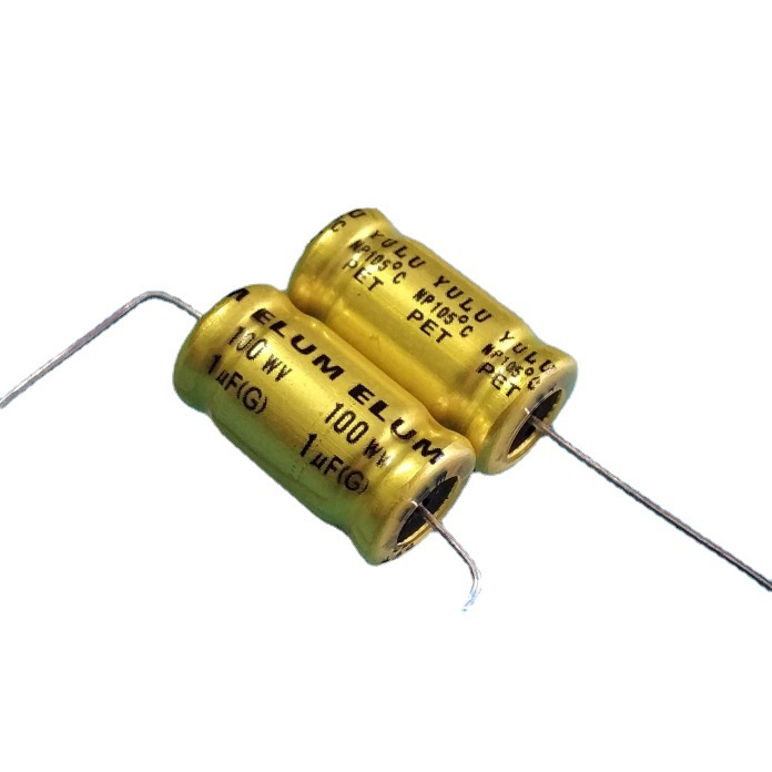 100V1UF 1UF100V  无极轴向卧式 ELUM分频器电解电容 体积：10*17
