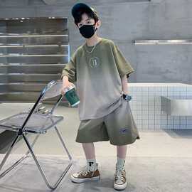 儿童夏装套装2024新款中大童男孩夏季薄款运动帅气时髦两件套童装