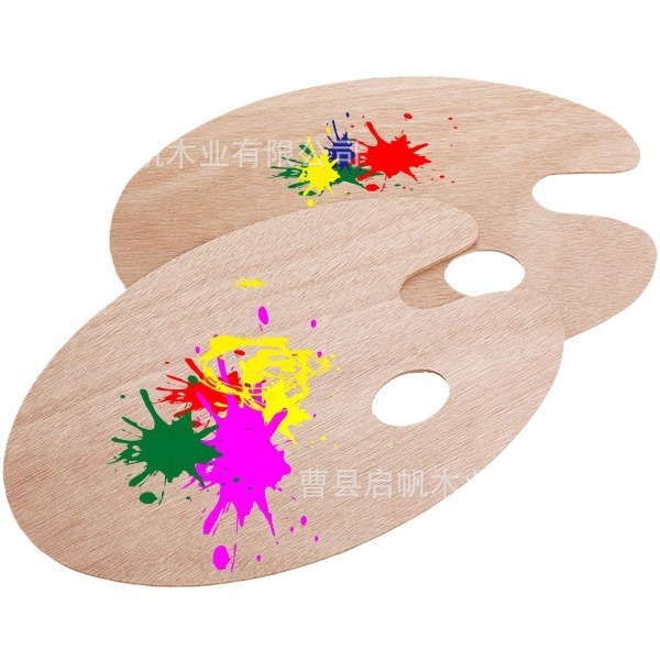 Paleta de madera para pintura al óleo Gouache, paleta de pintura acrílica rectangular ovalada con orificio para el pulgar, arte de madera hecho a mano