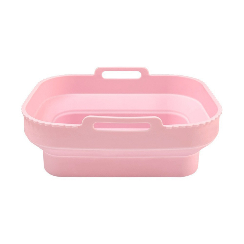 Explosión transfronteriza aire frito plato de horneado de silicio resistente a altas temperaturas plegable fácil de limpiar cojín de plato de horneado de silicio redondo