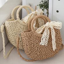 H 71348 Handmade Straw Crossbody Bag �ֹ���֯����羳