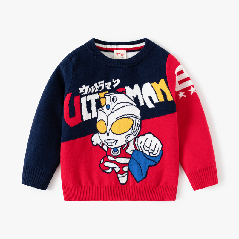 Boys Double Layer Cotton Knit Pullover Sweater For Winter_voghion.com