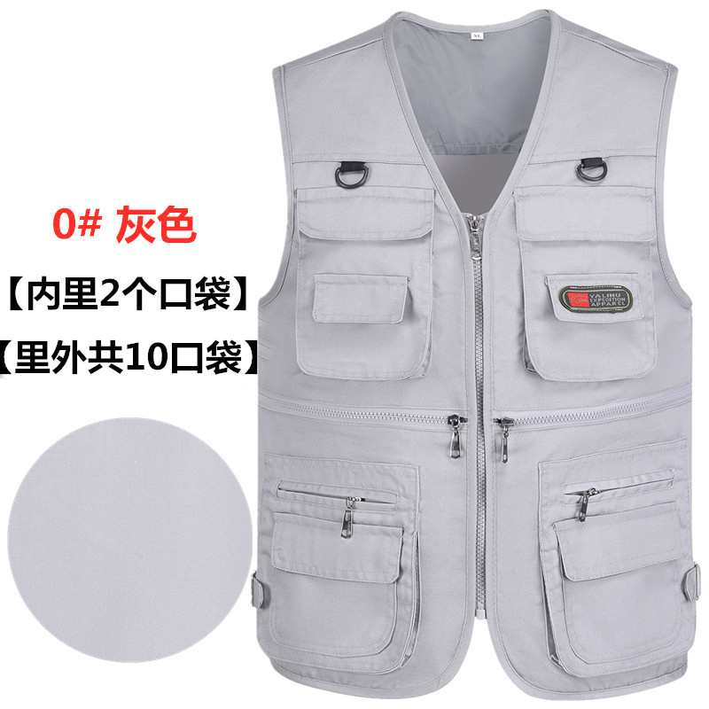 Primavera y otoño Four Seasons chaleco Chaleco de los hombres de mediana edad y ancianos papá al por mayor de los hombres multi-Bolsillo de ocio al aire libre Ejército Verde