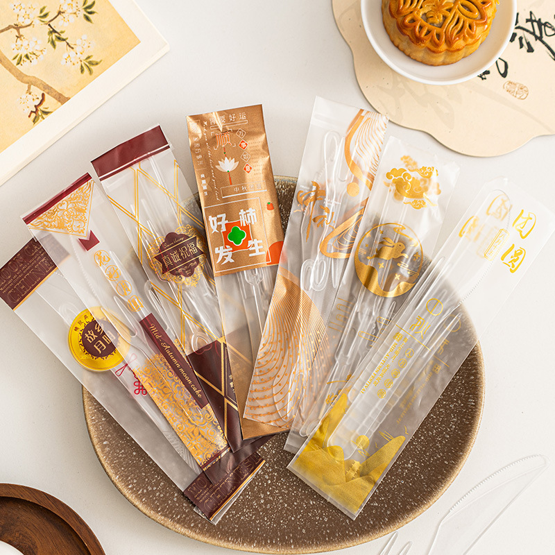 Disposable Plastic Mooncake Knife and Fork Set Mid-Autumn Festival High-End Mooncake One Knife and Four Forks Cake Individually Packaged Fork