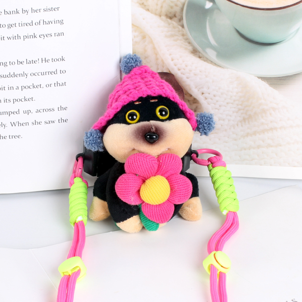 Abeja perrito muñeco de peluche para teléfono móvil clip mochila niña compras bolsa de teléfono móvil dibujos animados lindo cachorro colgante