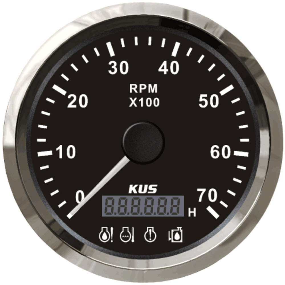 Qìchē KUS 85mm Car Tachometer with Alarm 7000RPM 12V 24V Gasoline (tachometer) - black-dial