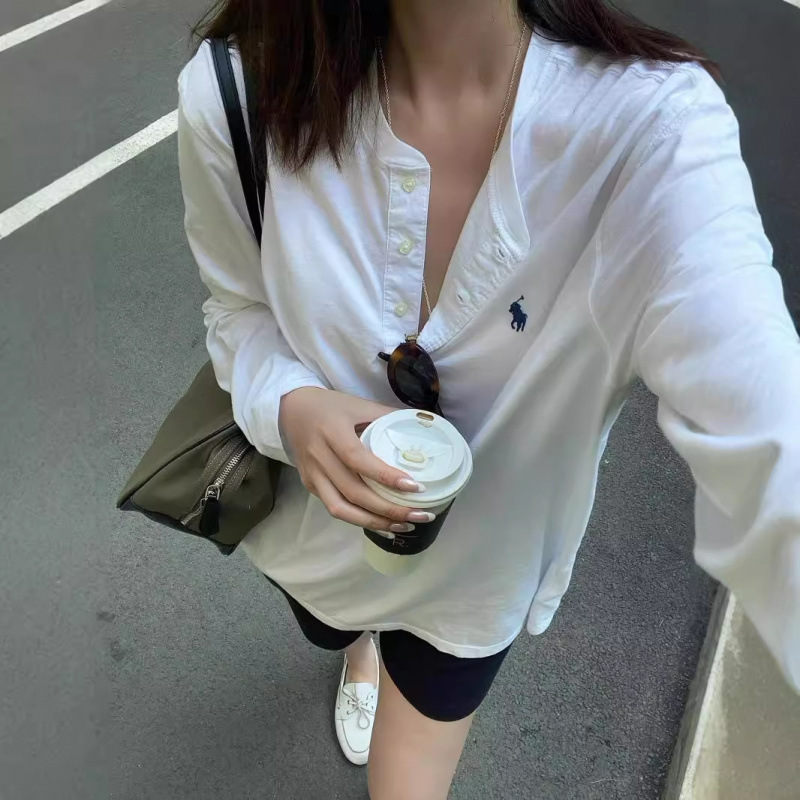 LF家老钱风拉夫劳伦小马战马刺绣纽扣亨利衫长袖T恤打底上衣女秋|undefined
