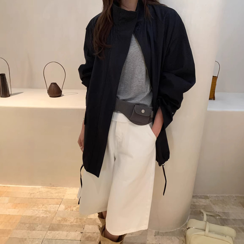 Zhijian Spring/Summer New Fashion Versatile Cropped Pants Casual Pants with Design Studs Straight Wide-Leg Slimming Mid-Length Pants