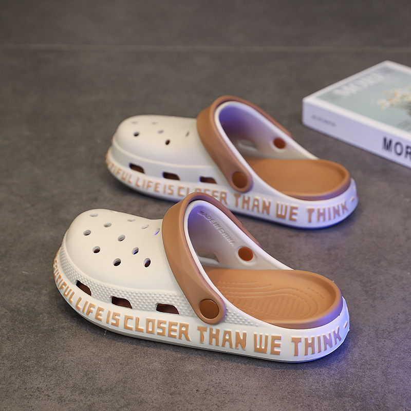 Croc Shoes Women's Summer New Eva Soft Sole Comfortable Non-Slip Toe-Toe Slippers for Casual Beach Thick-Soled Sandals