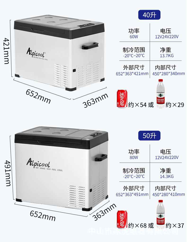 Ice Tiger Compressor Car Refrigerator Refrigeration 15L-40L Car Home Dual Use 12v24v Small Refrigeration