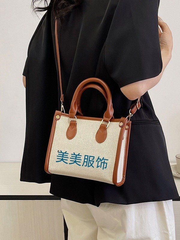 Bolsa de lona de alta gama personalizada de gran capacidad con logotipo impreso bolso de mano DIY personalizado bolso de hombro de cuero