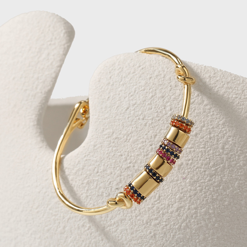 Korean copper inlaid zirconium open gold plating bracelet wholesale Nihaojewelry