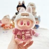 Striped buttoned sweater pink + white cuffed hat
