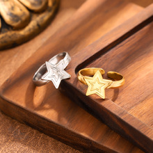 欧美极简钛钢戒指男女金色小众设计高级感指环轻奢复古不掉色戒指