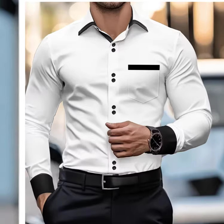 Cross-Border Foreign Trade Men's Business Shirts, Men's Clothing, Autumn New Casual Shirts, Men's Long-Sleeved Shirts