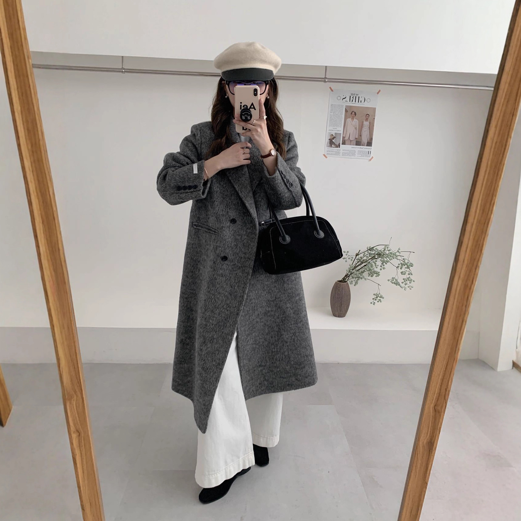 High-End Elegant Loose Double-Sided Wool Outwear for Women 2025 New Style Suit Collar Long Woolen Outwear for Women
