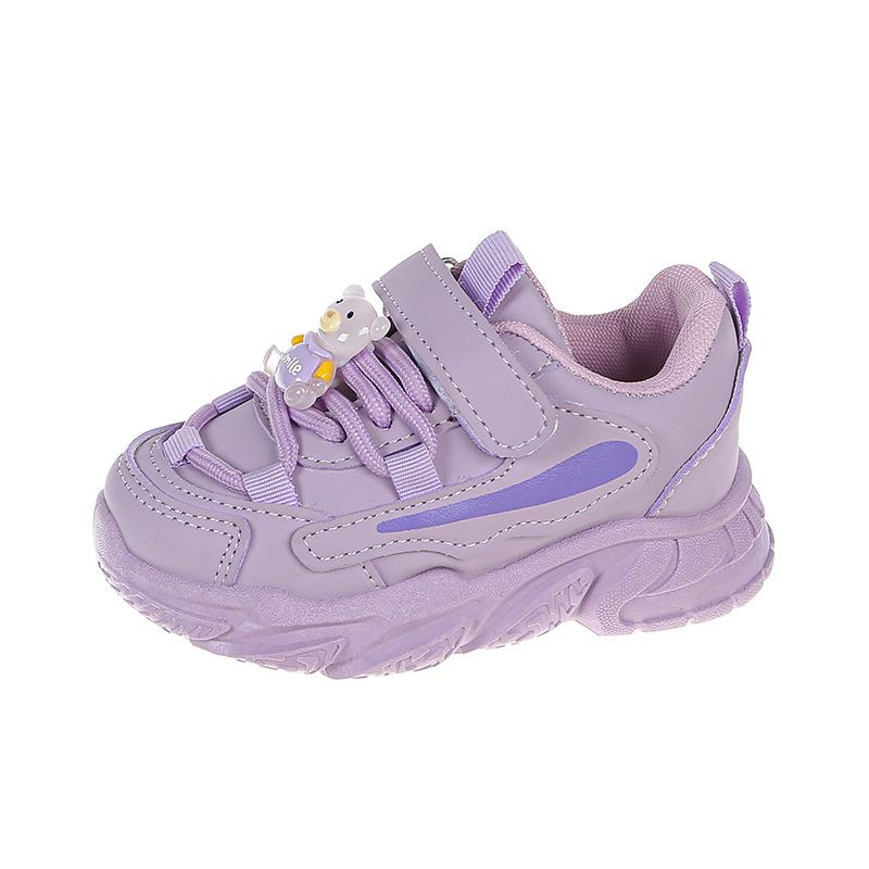 Zapatos de papá de las niñas 2023 otoño nuevo bebé Niño Zapatos de lana forrada cuero niño oso zapatilla de deporte al por mayor moda