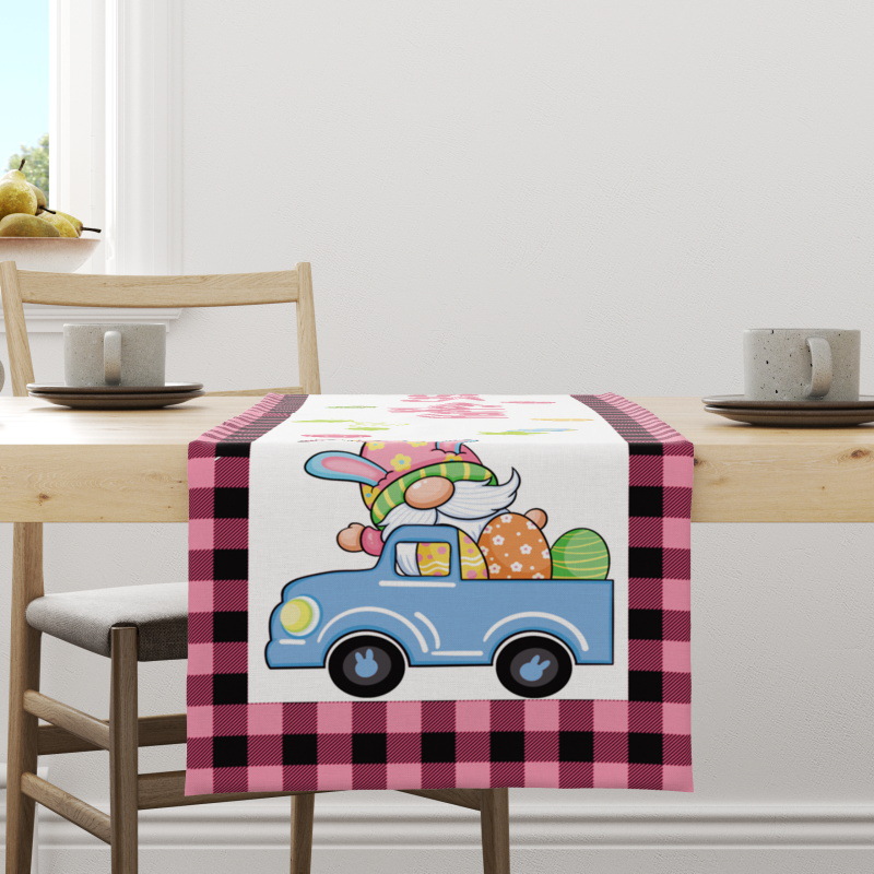 Transfronterizo nuevo camino de mesa de Pascua decoraciones de interior creativo de dibujos animados impreso huevo de conejo mantel al por mayor