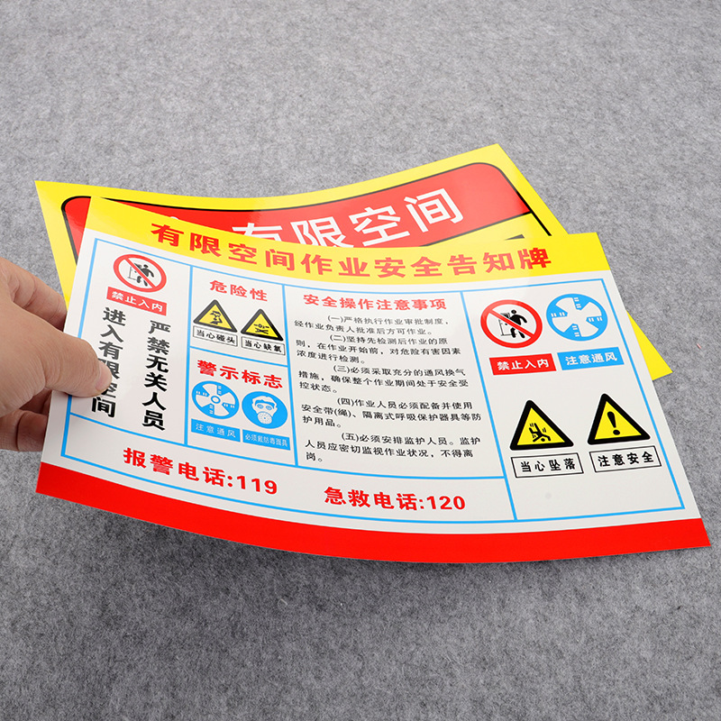 Limited Space Signage, Safety Work Area Risk Point Notification Sign, No Entry Sign, Confined Space Warning Sign