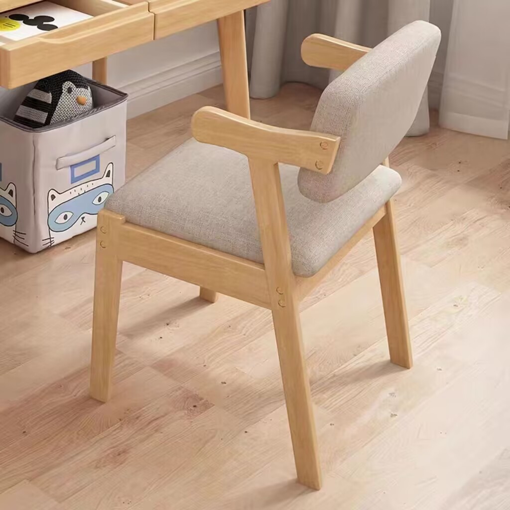 Silla de madera maciza hogar respaldo escritorio y silla de aprendizaje restaurante nórdico taburete Silla de ordenador minimalista moderna con reposabrazos Silla de comedor