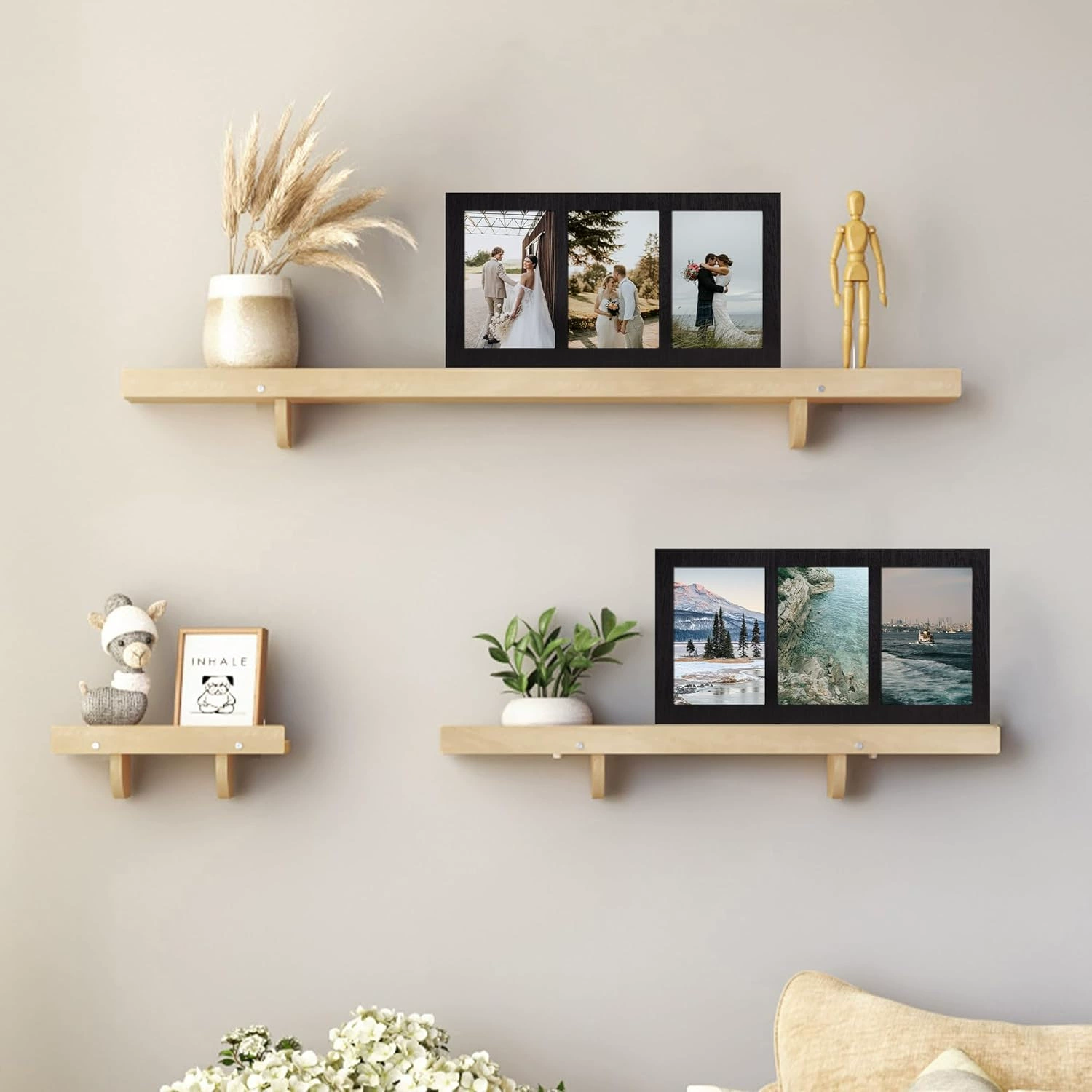 Настенная фоторамка для сувениров, семейная, настольная, из дерева, чёрная, трёхстворчатая, для трансграничных фотографий