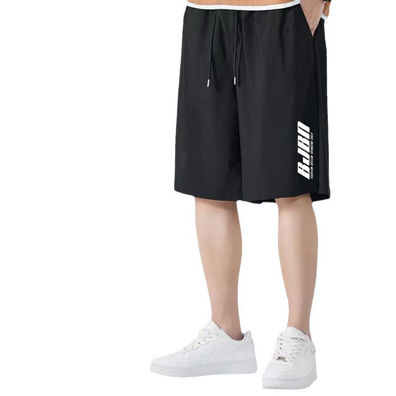 Silk summer thin sports breathable quick dry shorts, elastic black trousers