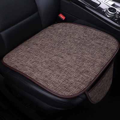 Four Seasons Pad, Summer Linen Three-piece Seat - cotton-and-linen-style-coffee-1-small-pad-on-the-front-piece-suitable-for-all-seasons-with-pocket-leather-edging