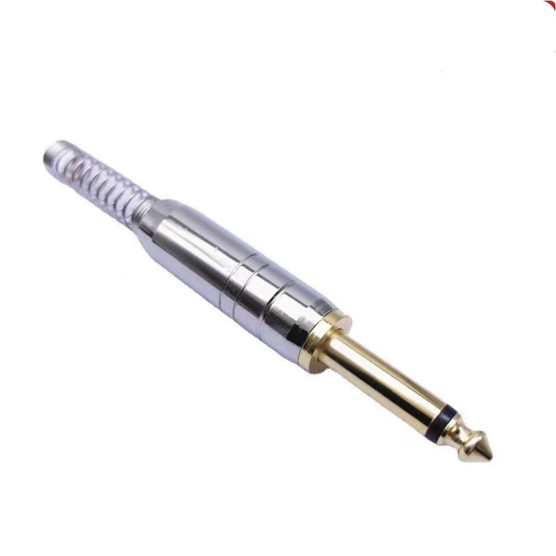 金属镀金6.35单声道焊接公头6.5大二芯吉他插头调音台连接线插头