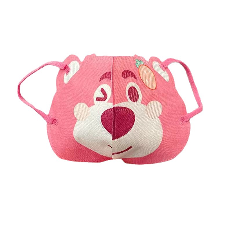 Máscara de oso de fresa para padres e hijos desechables 3D impresión de dibujos animados adultos niños cómodos bebé lindo traje independiente